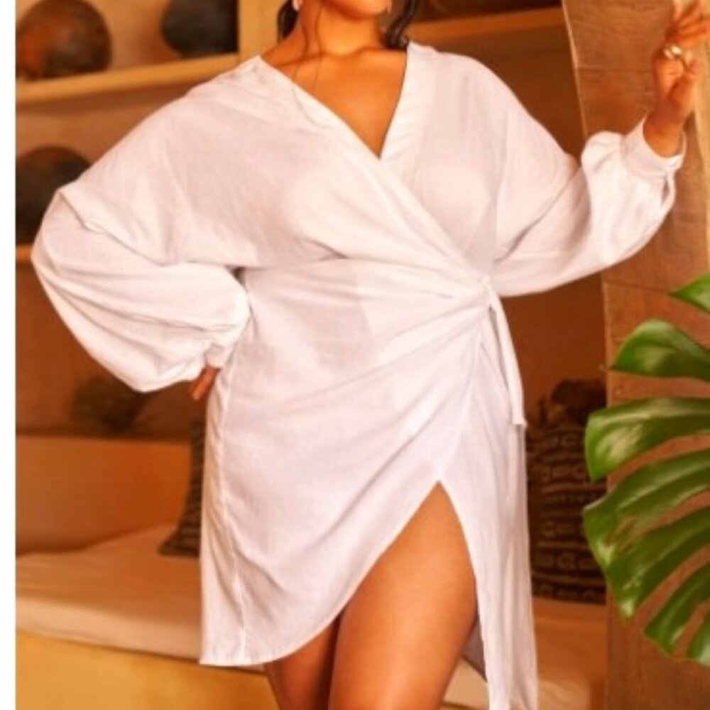 Venus Linen Wrap Mini Dress